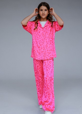 Пижама розовая леопард
